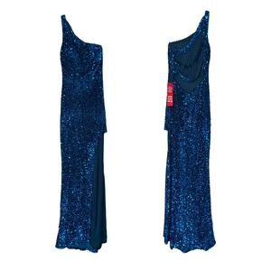 Crystal Doll NWT Velvet Sequin One Shoulder Gown